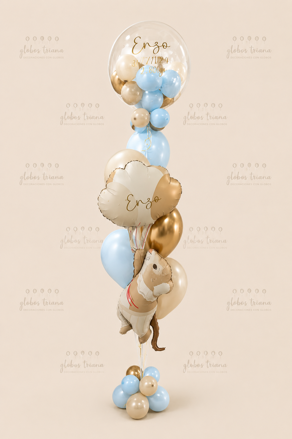 Ramillete de Nacimiento Personalizado con Burbuja y Globo Foil | GT-RN001